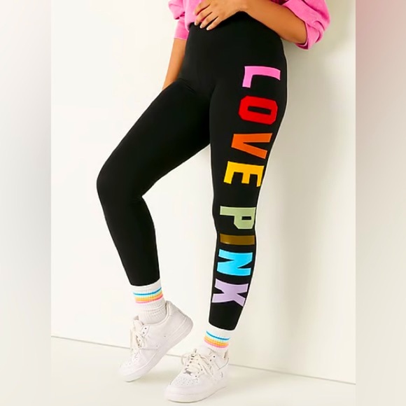 PINK Victoria's Secret Pants - PINK Victoria’s Secret Rainbow Foldover Solid Color Yoga Legging Pants